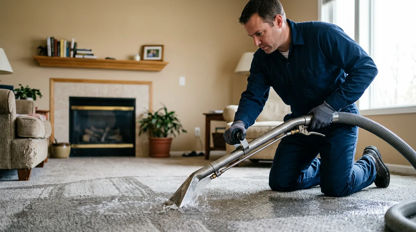 Water damage restoration technician working near Storrs Mansfield, CT